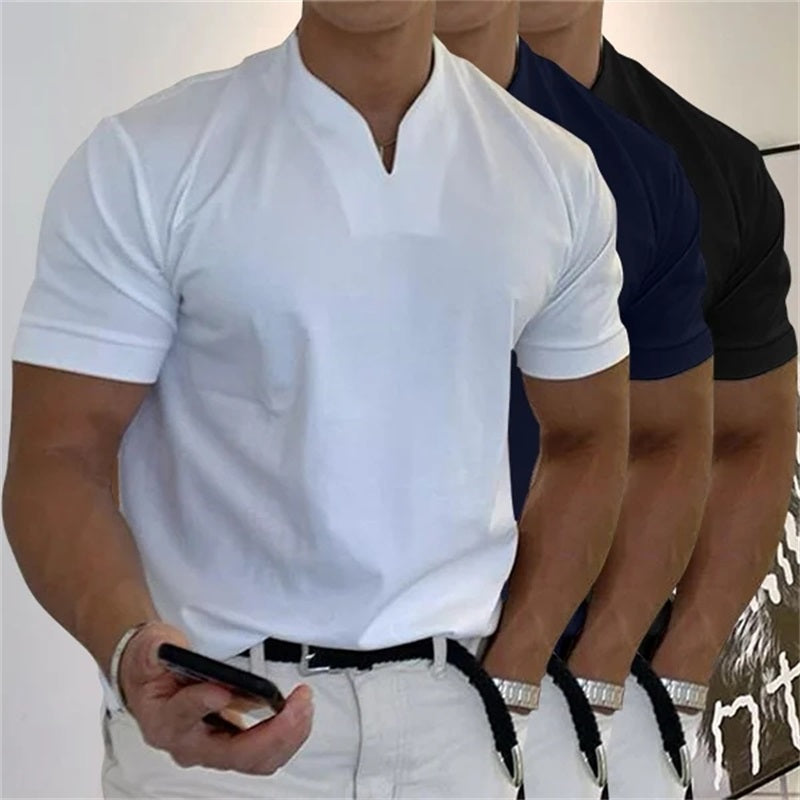Heren T-shirt FitVibes – Sportief, Ademend en Casual met V-hals