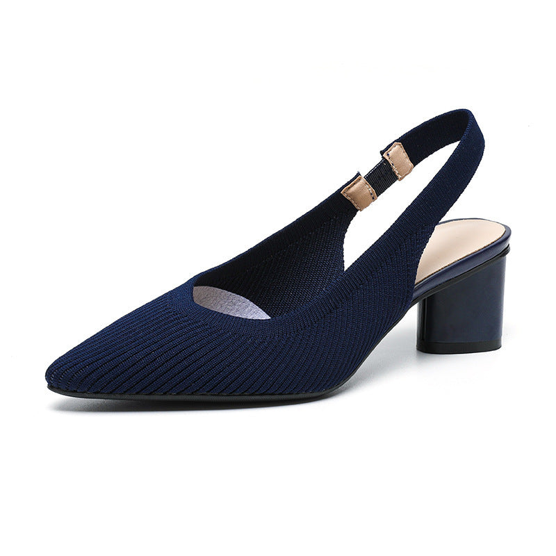 Eleganza Puntige Slingback Hakken met Blokhak en Comfortband