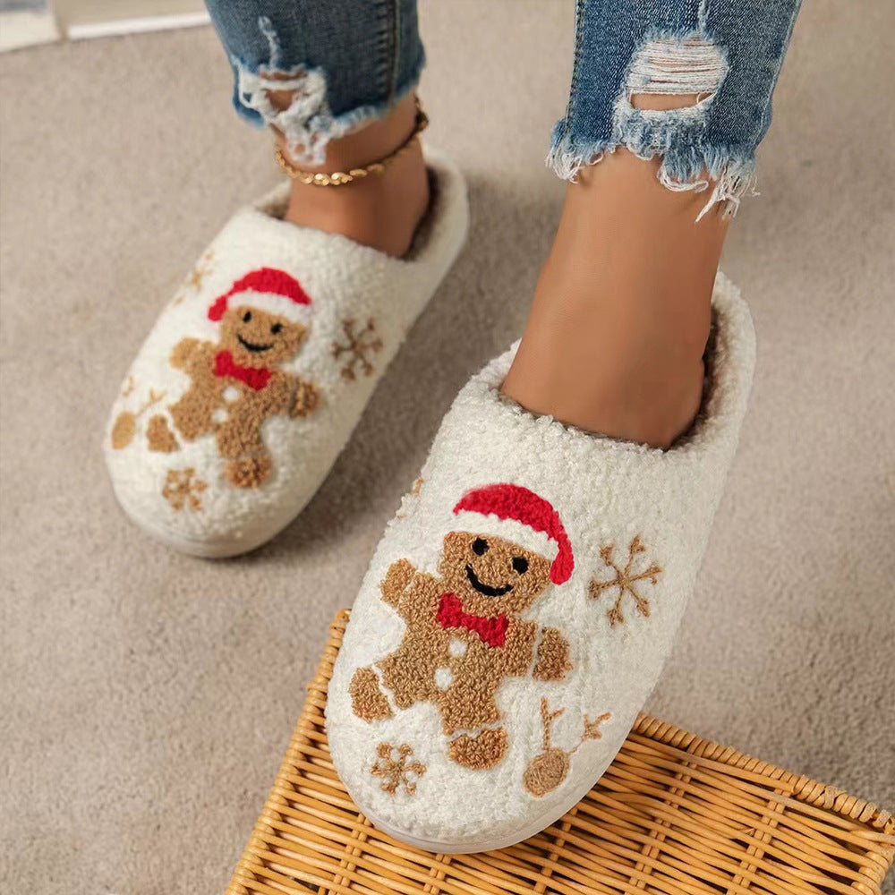 Warme Kerstpantoffels met Sneeuwvlok en Peperkoekontwerp