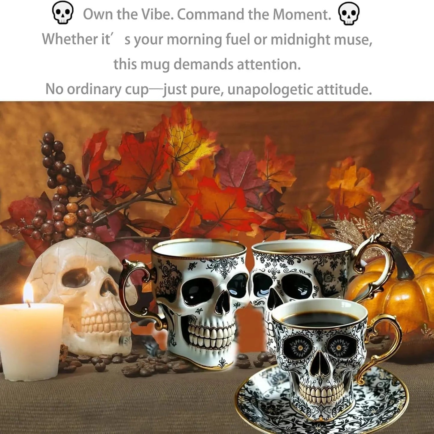 Gothic Schedel Decoratiemok Noctura – Kunstzinnige Handgeschilderde Schedeldecoratie
