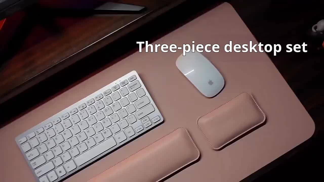 Driedelige Bureauset van PU-Leer – Met Onderlegger en Polssteunen