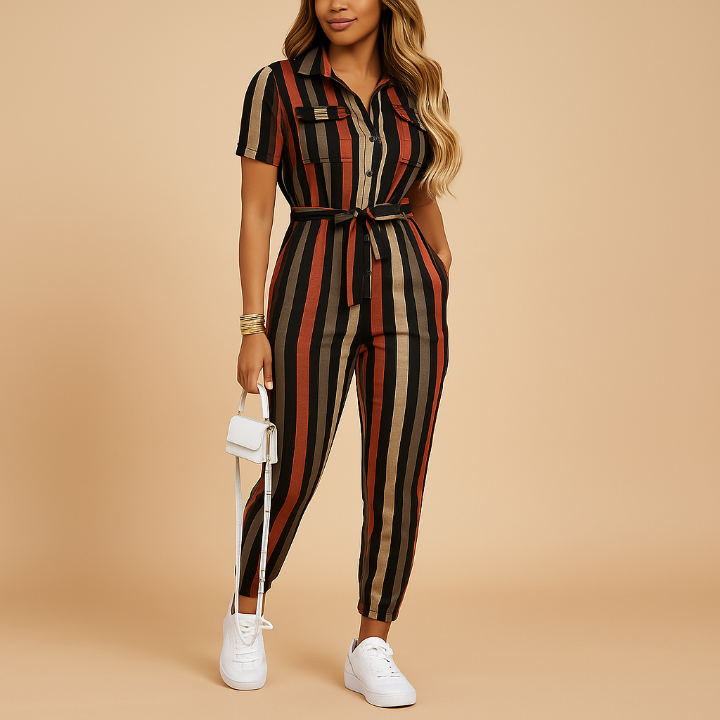 Elvira Elegante Dames Jumpsuit – Chique Eendelige Outfit met Knoopsluiting