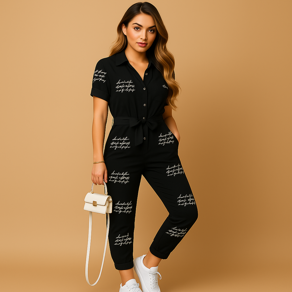 Elvira Elegante Dames Jumpsuit – Chique Eendelige Outfit met Knoopsluiting