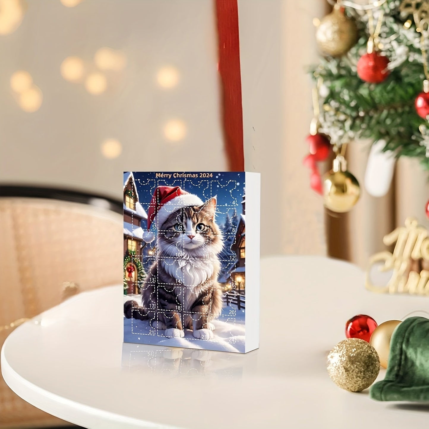 Adventskalender Kattenhangers 2025 – Vintage 24-Dagen Kerst Countdown met Acryl Ornamenten