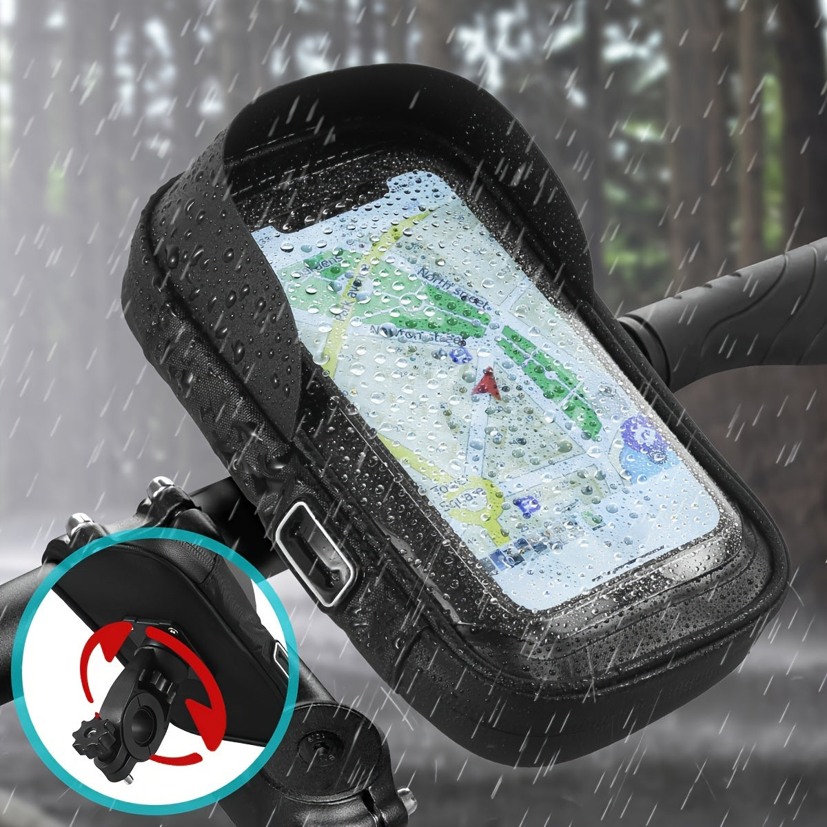 Waterdichte Telefoonhouder voor Fiets en Motor – 360° Draaibaar en Geschikt voor 4,5–6,4 inch