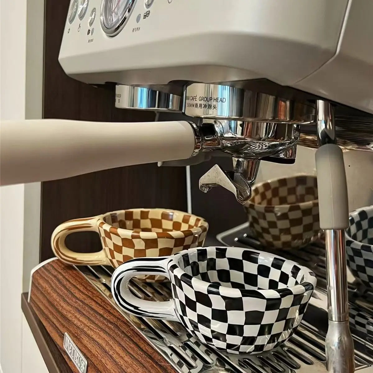 Ruitpatroon Keramische Koffiemok - 150ml Dagelijks Gebruik
