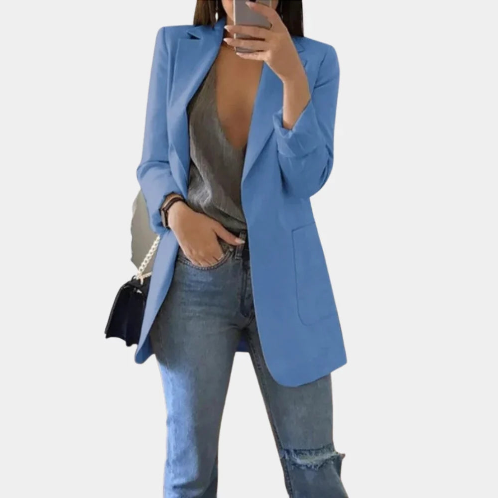 Elegante Lange Damesblazer - Minimalistisch Design voor Zakelijk en Casual