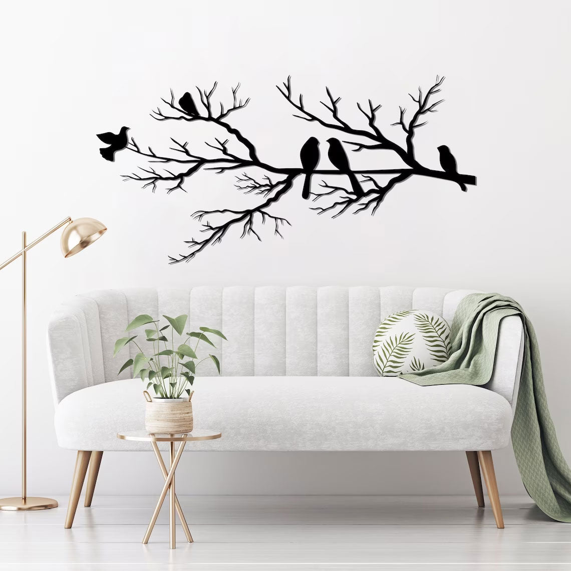PerchArt Metalen Wanddecoratie – Vogels op een Tak voor een Tijdloze Natuurlijke Uitstraling