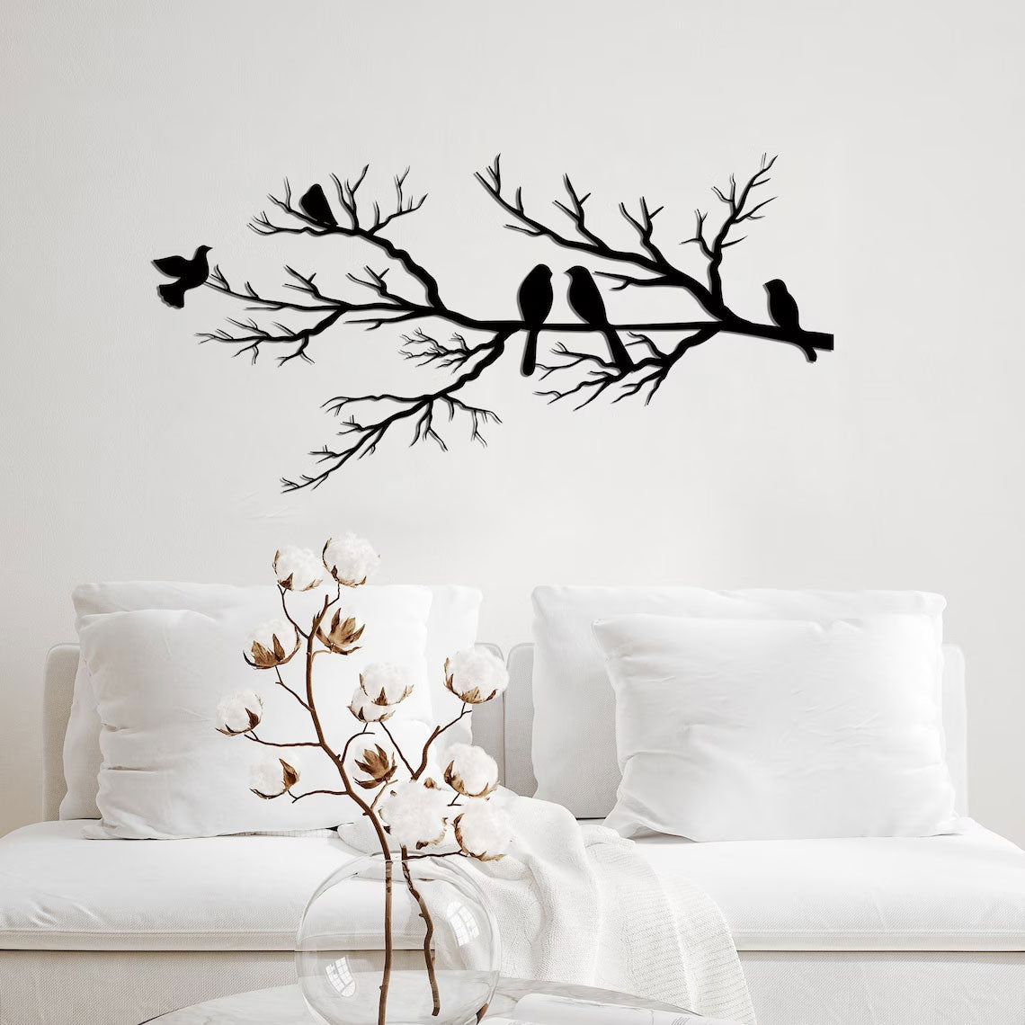 PerchArt Metalen Wanddecoratie – Vogels op een Tak voor een Tijdloze Natuurlijke Uitstraling