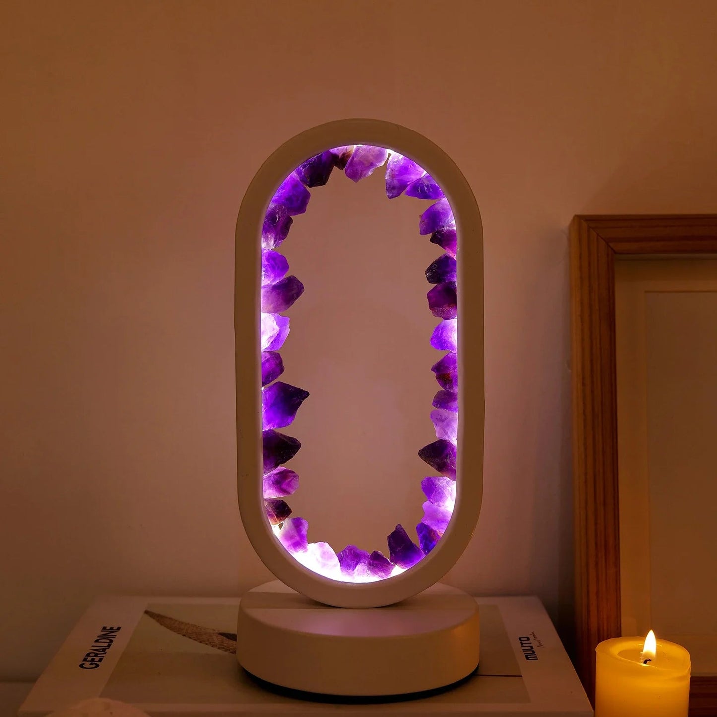 KristalGloed – Handgemaakte amethist sfeerlamp voor ontspanning en rust