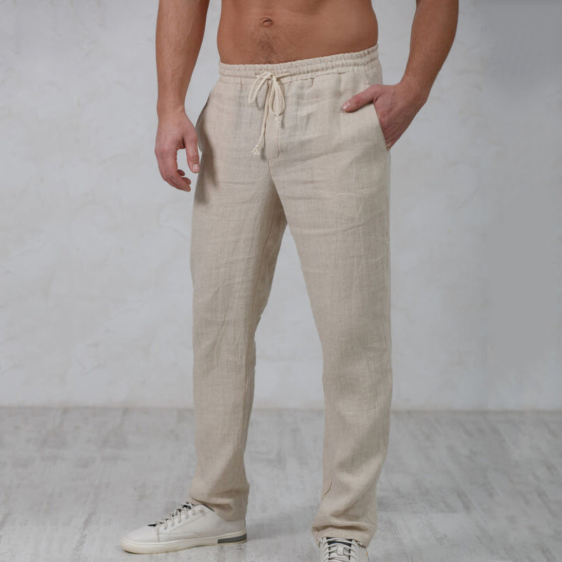 Heren Linnen-Katoen Broek – Ademend Comfort en Ontspannen Pasvorm Model Finn