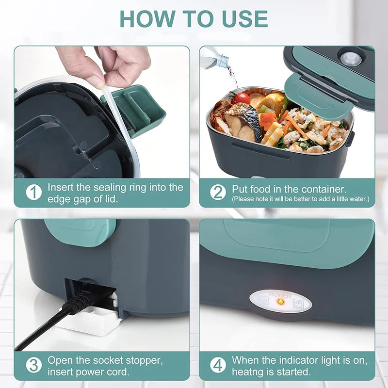 WarmMee Elektrische Lunchbox – 1,5L Draagbare Voedselverwarmer voor Auto & Thuis
