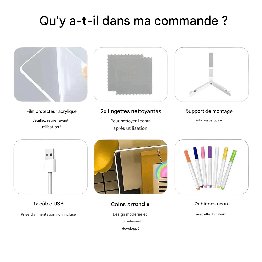Kiddli LED Tekenbord – Herbruikbaar Schrijfbord met Lichtpen