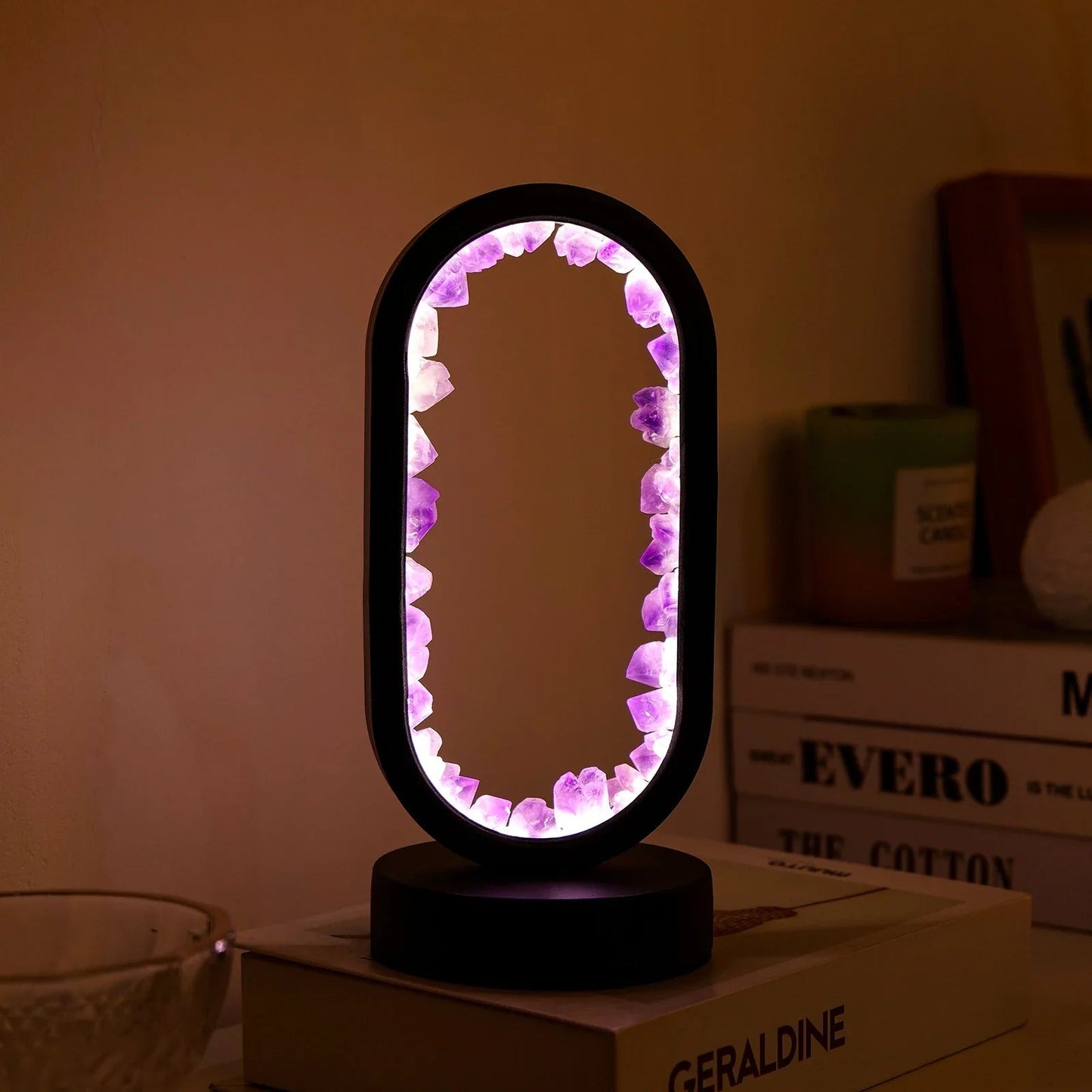 KristalGloed – Handgemaakte amethist sfeerlamp voor ontspanning en rust