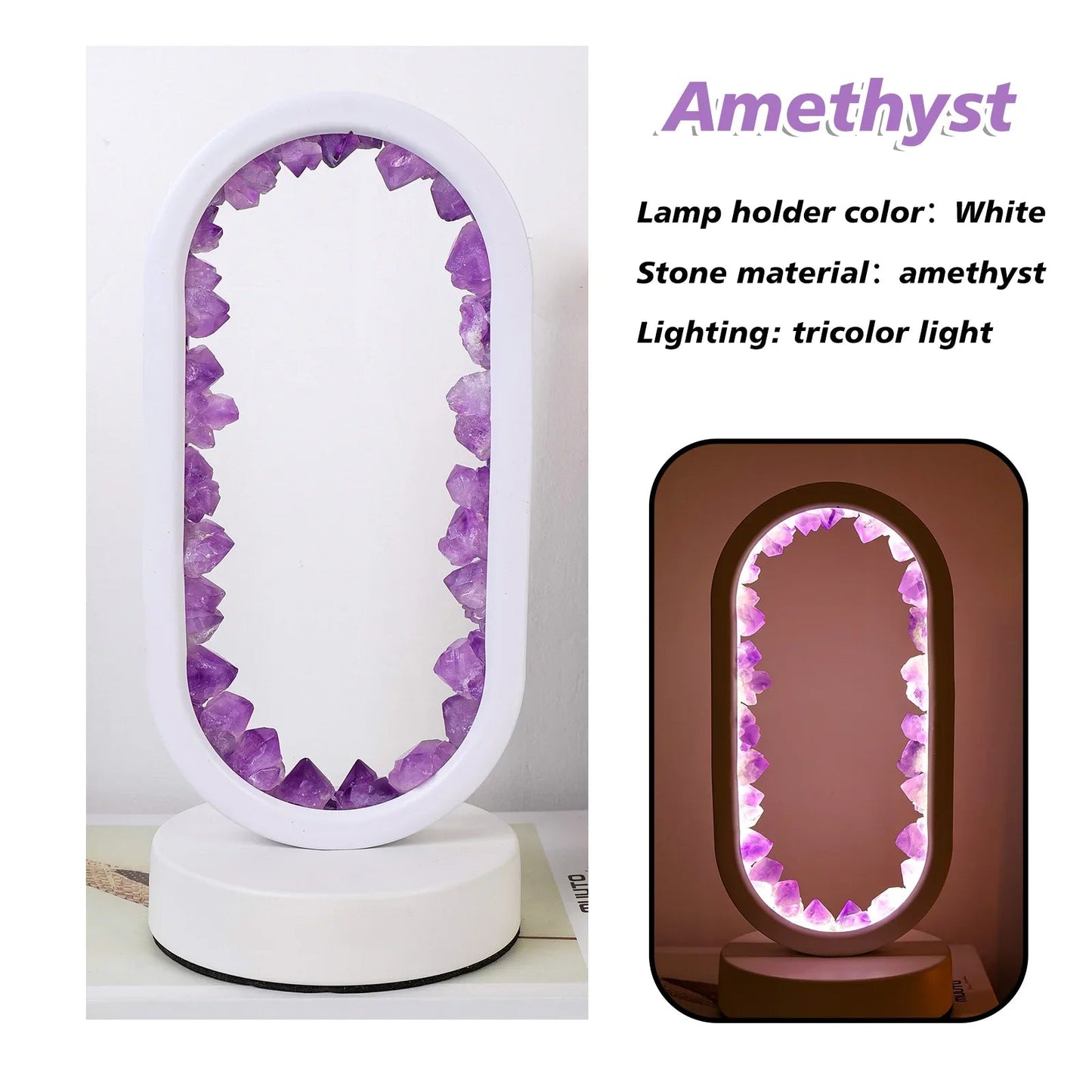 KristalGloed – Handgemaakte amethist sfeerlamp voor ontspanning en rust