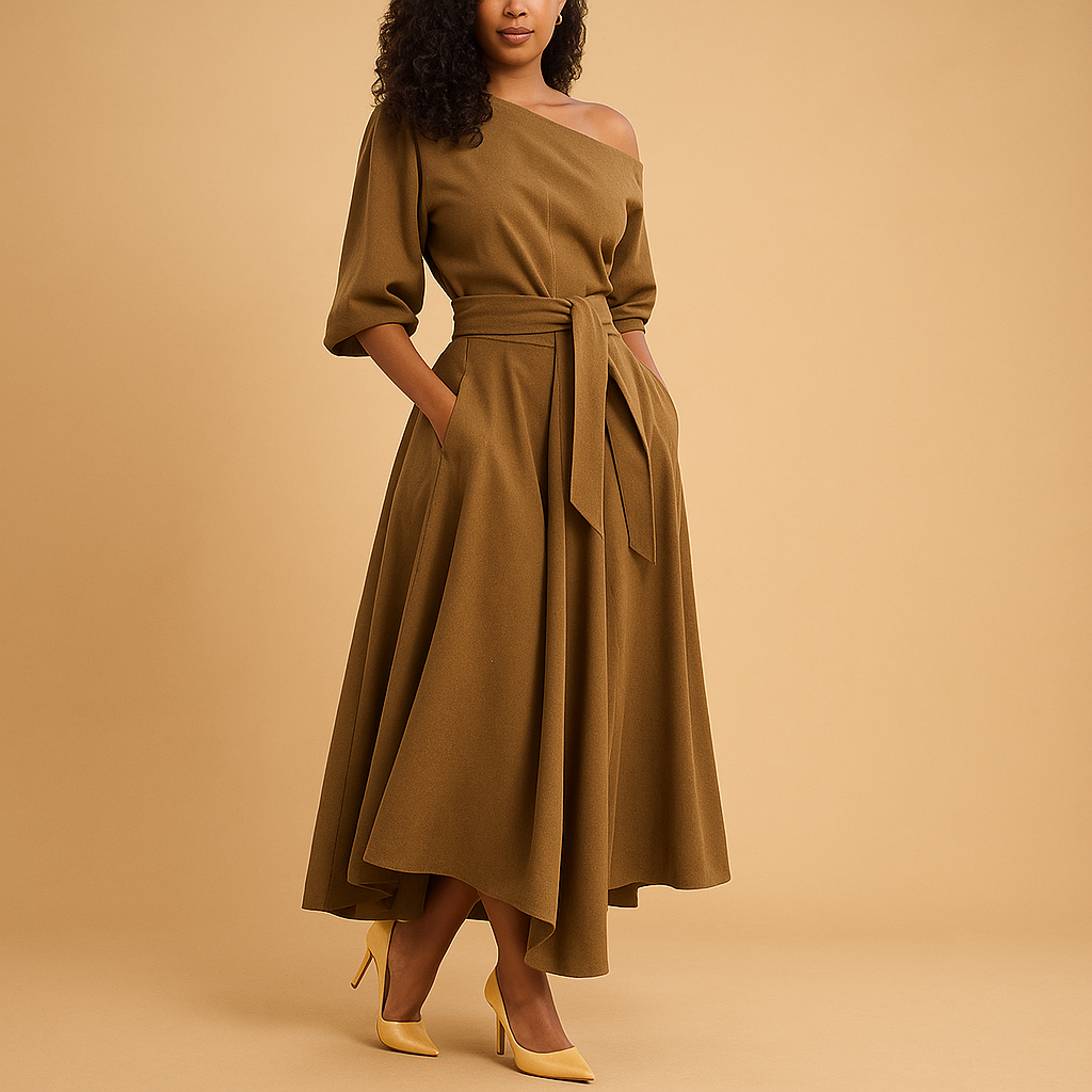 Zonneglans Damesjurk met Tailleband – Elegant en Comfortabel