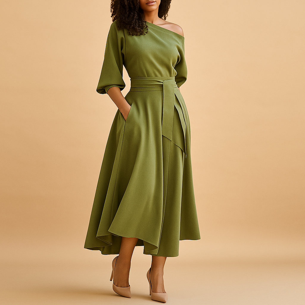 Zonneglans Damesjurk met Tailleband – Elegant en Comfortabel