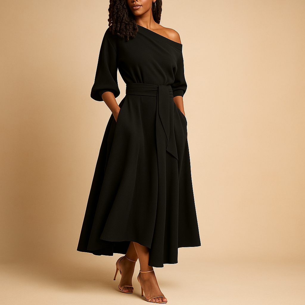 Zonneglans Damesjurk met Tailleband – Elegant en Comfortabel