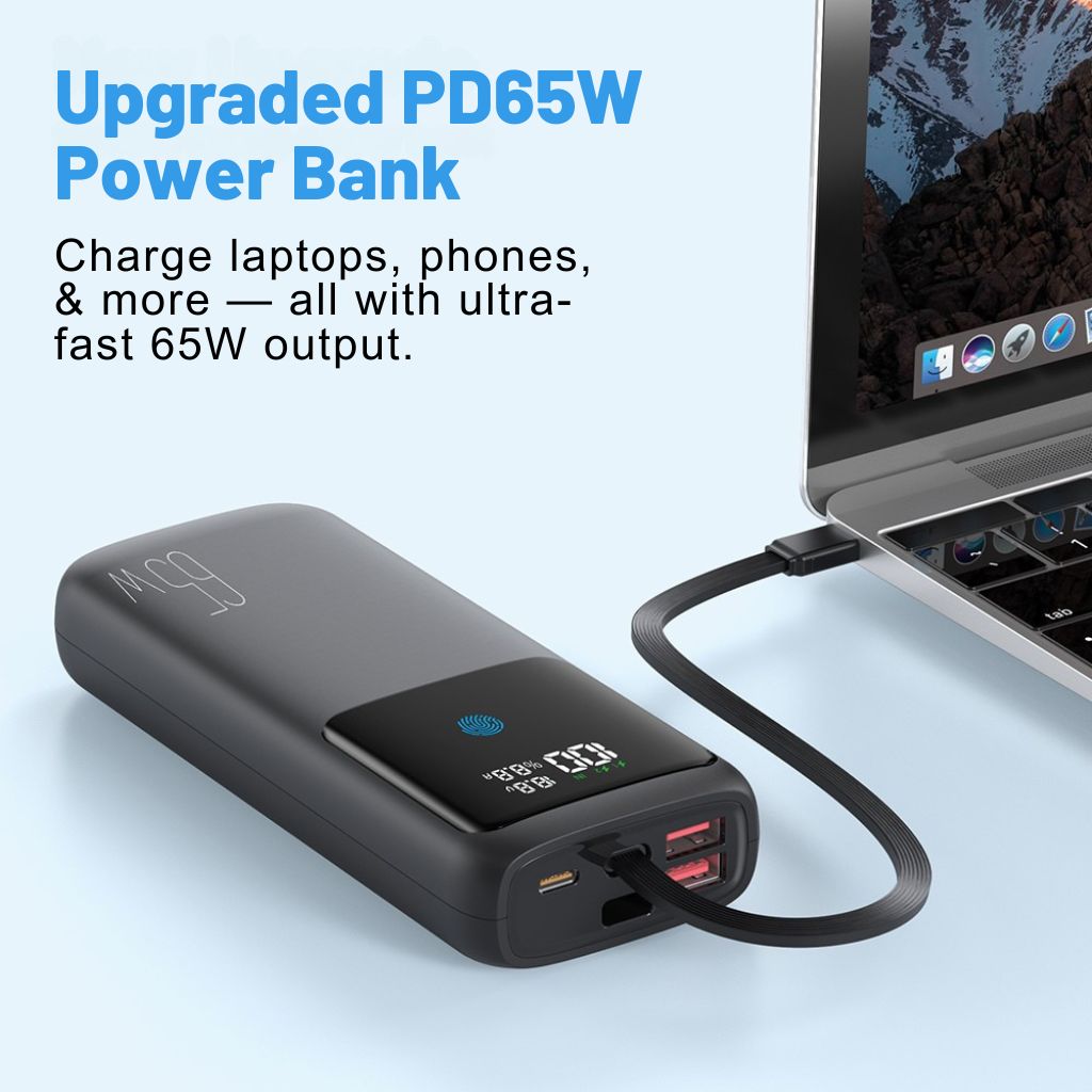 VoltMate Pro 65W – Slimme Multilaad Powerbank met Touch Display