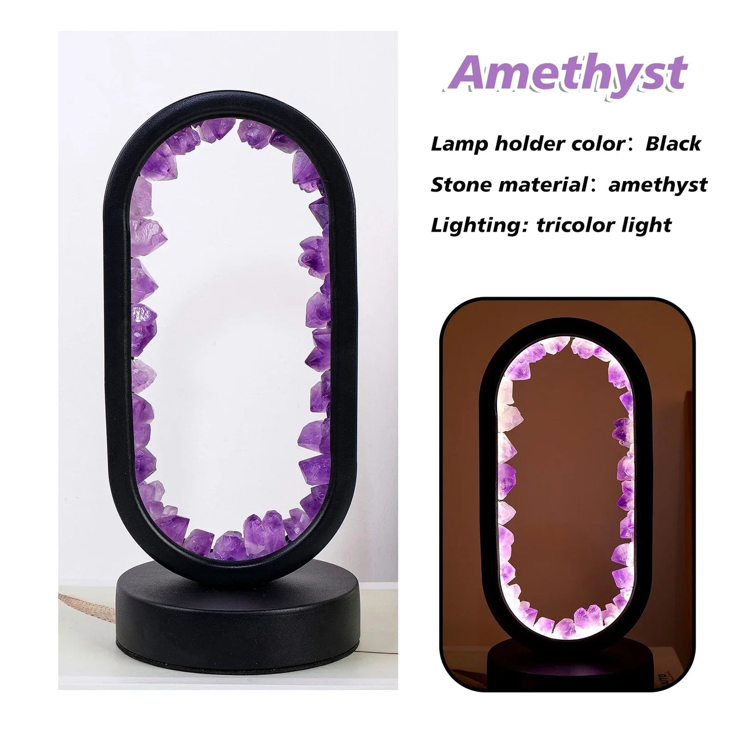 KristalGloed – Handgemaakte amethist sfeerlamp voor ontspanning en rust