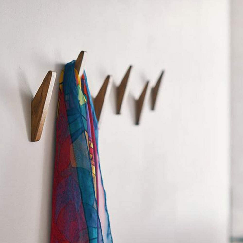 Houten Wandhaken Set Nordhaak – 6 Minimalistische Kapstokhaken van Massief Hout