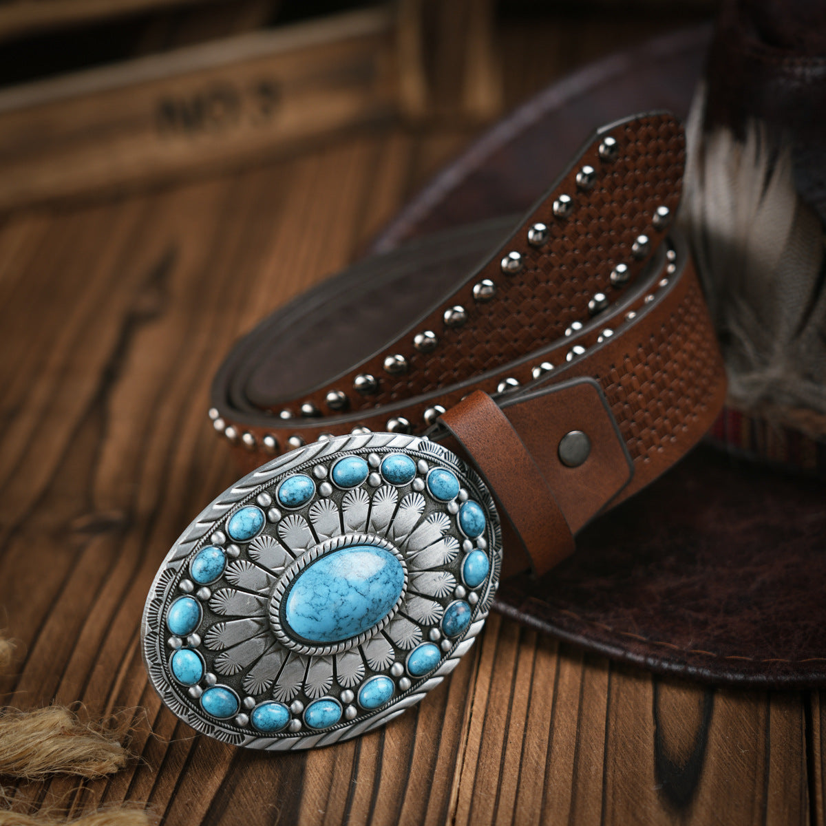 Herenriem Westernstijl – Vegan Leren Riem met Stevige Metalen Gesp