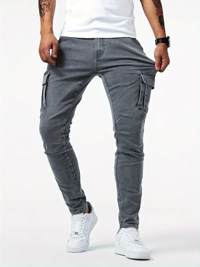 Heren Cargo Jeans UrbanFlex – Slim Fit Stretch Denim met Multifunctionele Zakken