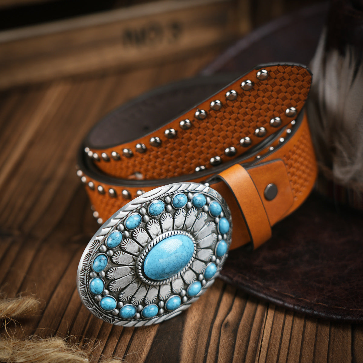 Herenriem Westernstijl – Vegan Leren Riem met Stevige Metalen Gesp