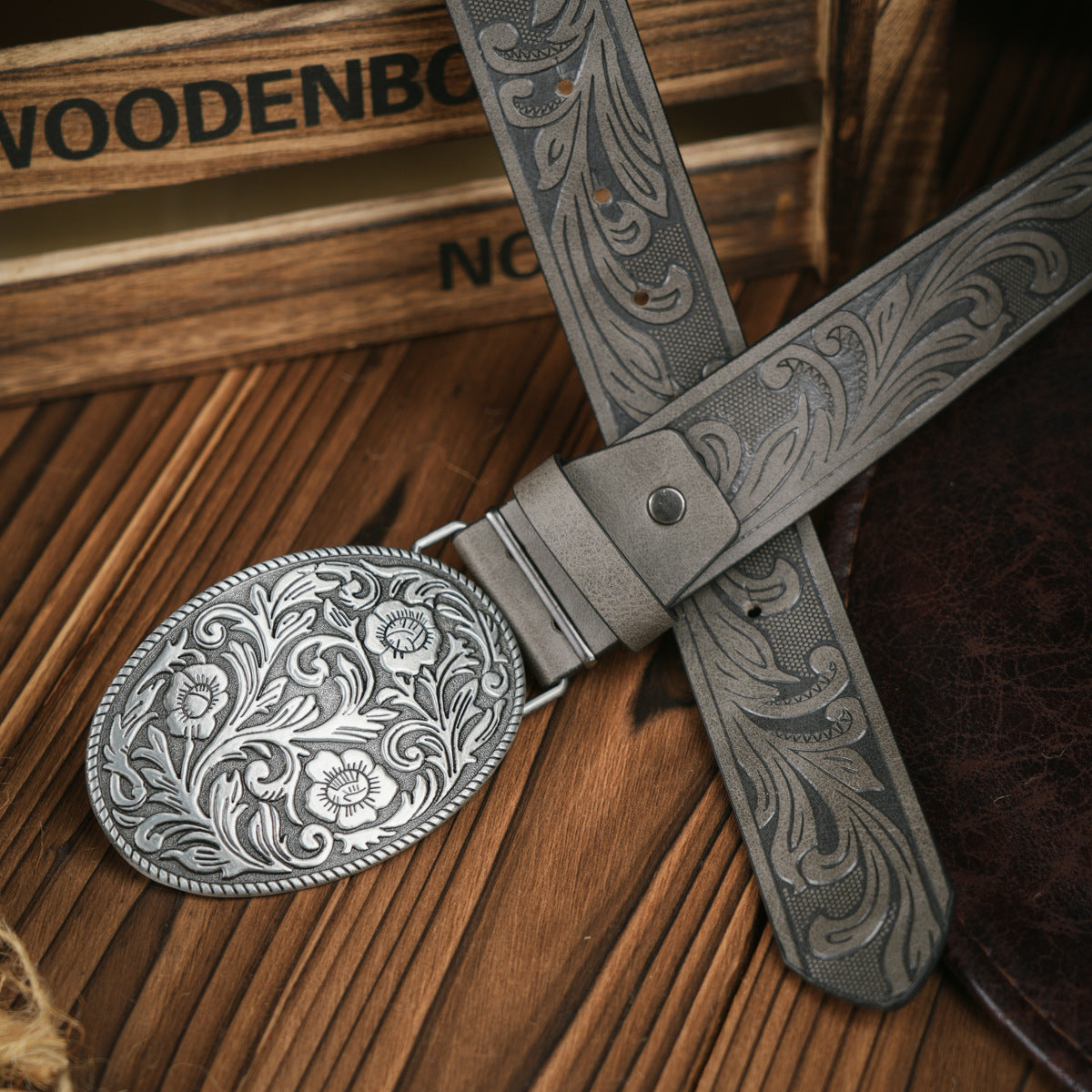 Herenriem Westernstijl – Vegan Leren Riem met Stevige Metalen Gesp