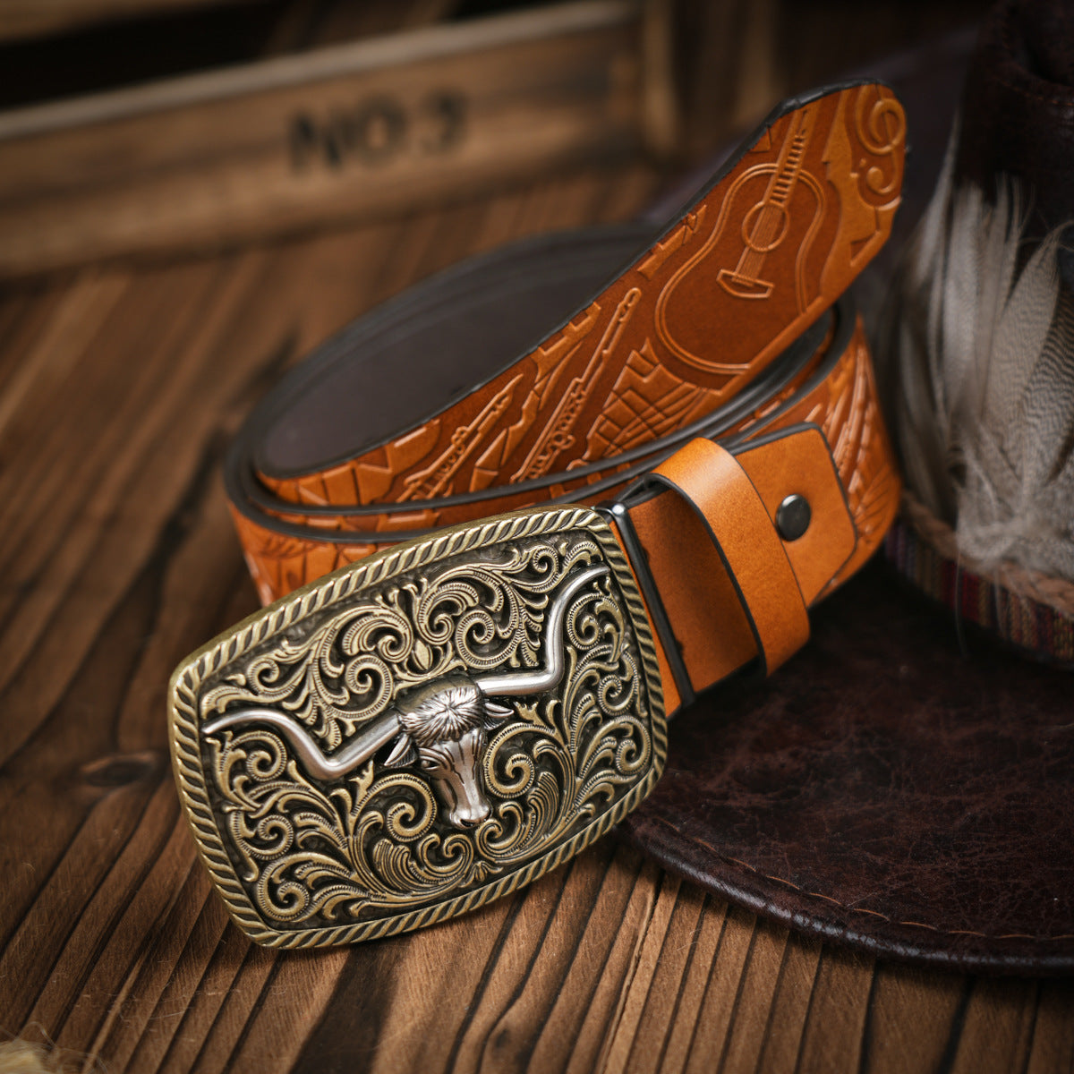 Herenriem Westernstijl – Vegan Leren Riem met Stevige Metalen Gesp