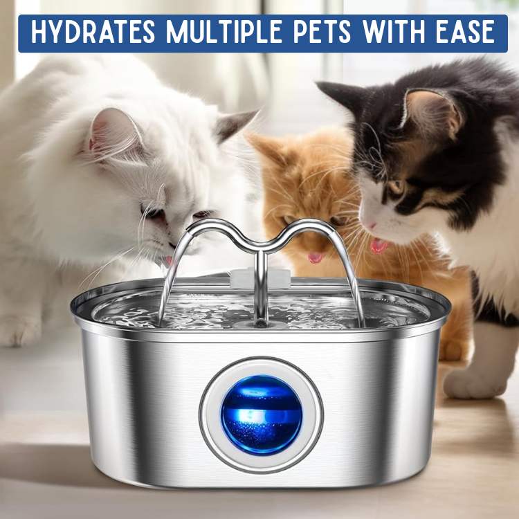 Katten Waterfontein van Roestvrij Staal – Stil, Hygiënisch en BPA-vrij – 2L Capaciteit