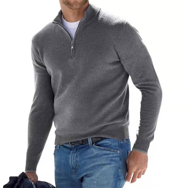 Torino Luxe Herenpullover van Merinowol met V-hals en rits – warme en stijlvolle trui voor elke gelegenheid