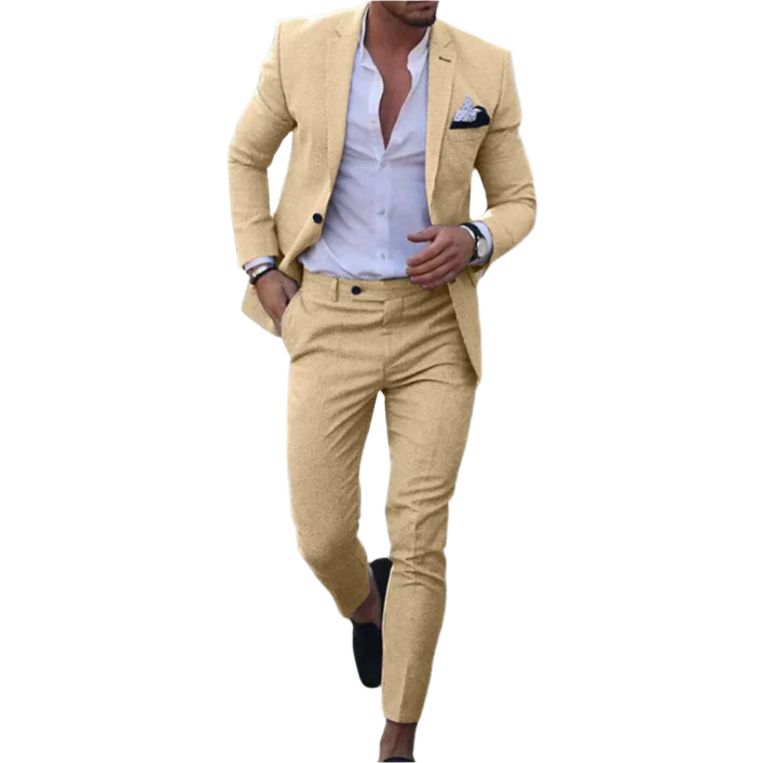 Verano Slimfit Zomerkostuum – Licht Linnen Herenpak 2-delig met Blazer & Broek voor Formele en Casual Gelegenheden