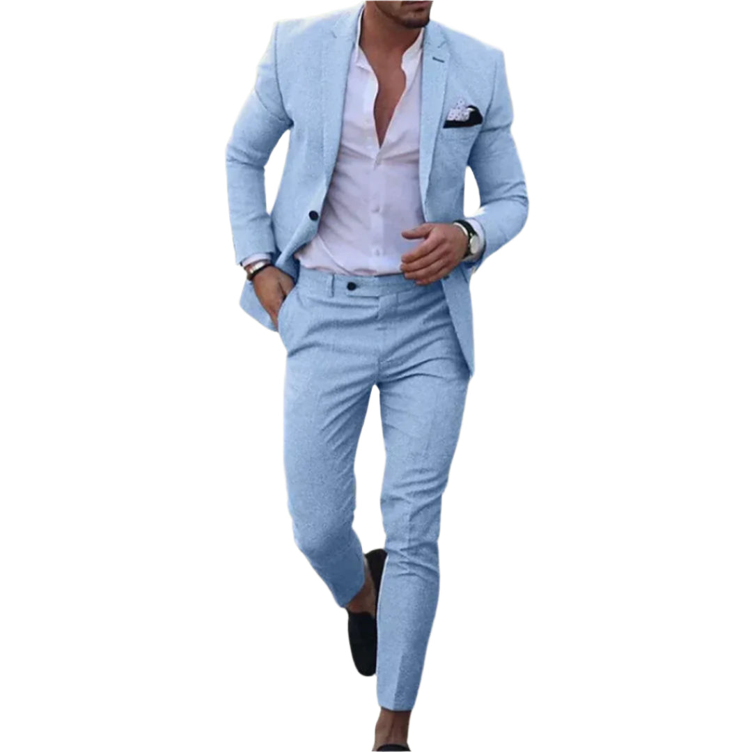 Verano Slimfit Zomerkostuum – Licht Linnen Herenpak 2-delig met Blazer & Broek voor Formele en Casual Gelegenheden