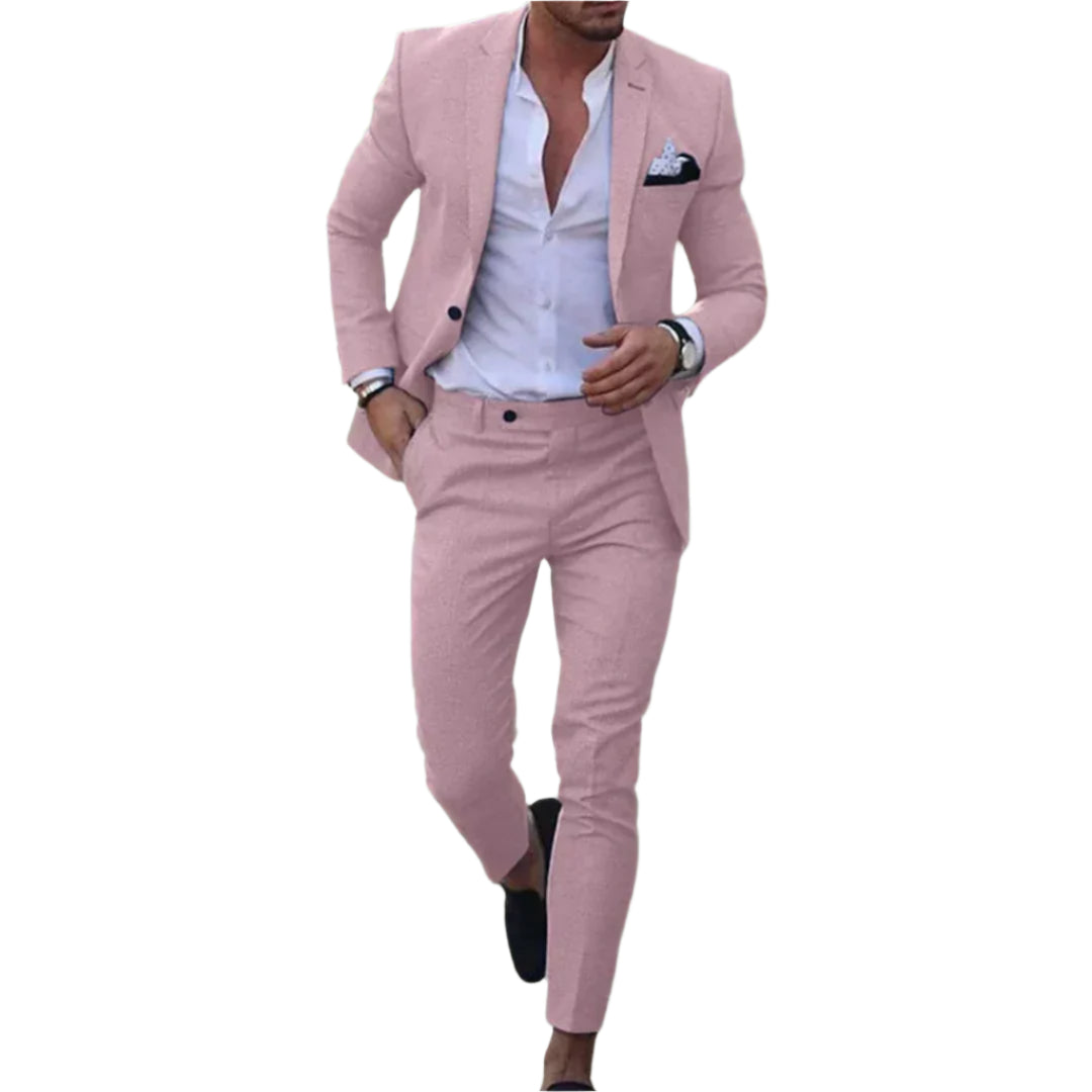 Verano Slimfit Zomerkostuum – Licht Linnen Herenpak 2-delig met Blazer & Broek voor Formele en Casual Gelegenheden
