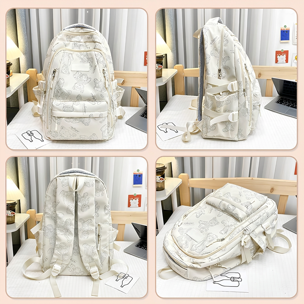 Klassieke Canvas Schoolrugzak met Ritssluiting