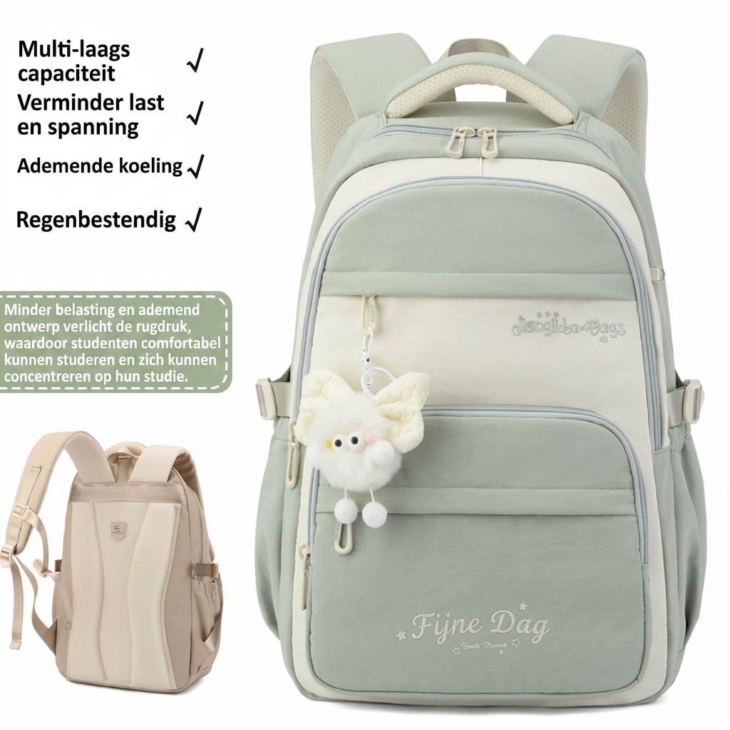 Driedelige Schooltas Set met Cartoonprint - Rugzak, Etui en Accessoires