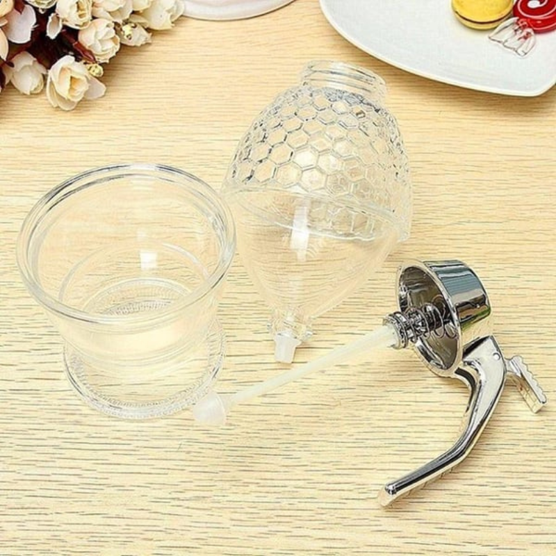 DriupVrij Honingdispenser met Bijenraatdesign – 200 ml Kunststof