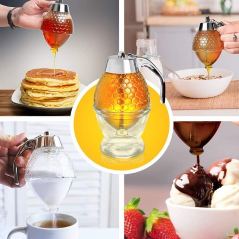 DriupVrij Honingdispenser met Bijenraatdesign – 200 ml Kunststof