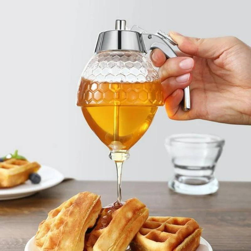 DriupVrij Honingdispenser met Bijenraatdesign – 200 ml Kunststof