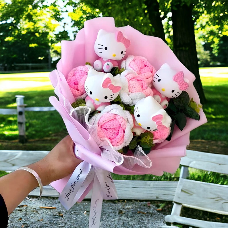 Schattig Kitty Bloemenboeket – Duurzaam Cadeau voor Elke Gelegenheid