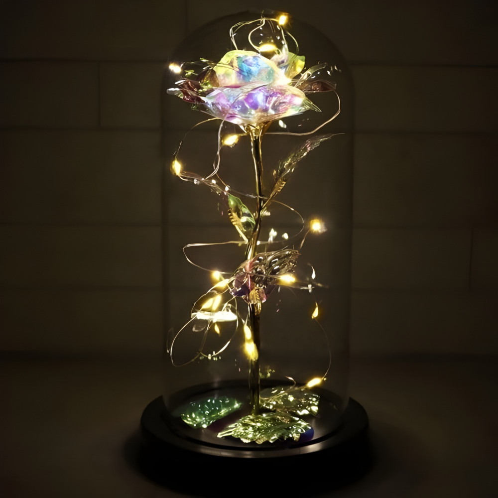 LiefdesGloed Gouden Roos Stolp Met LED Verlichting Moederdag Cadeau