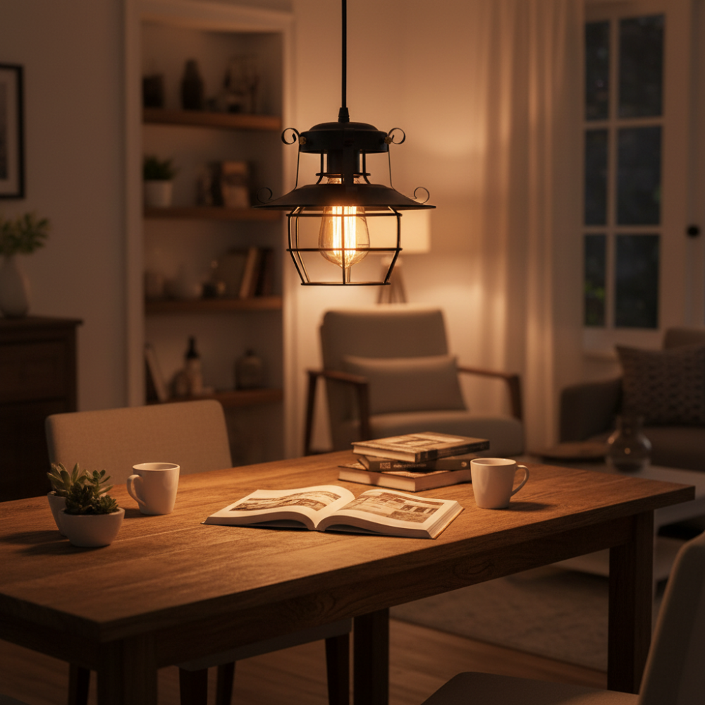 Retro Industriële Kooi Hanglamp met Verstelbare Kabel