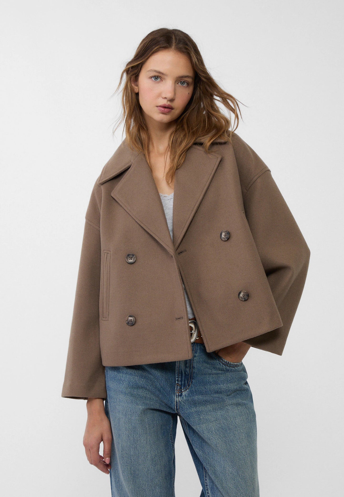 Elegante Dames Winterjas – Stijlvolle Korte Double-Breasted Jas