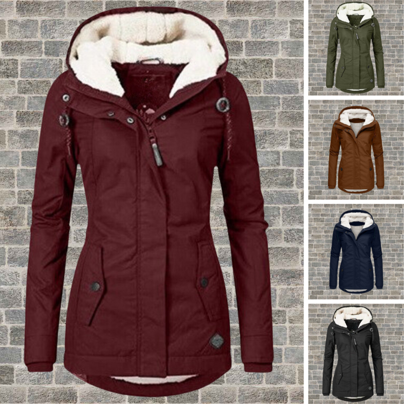 Fleece Winterjas met Capuchon - Dames Warm Gevoerd