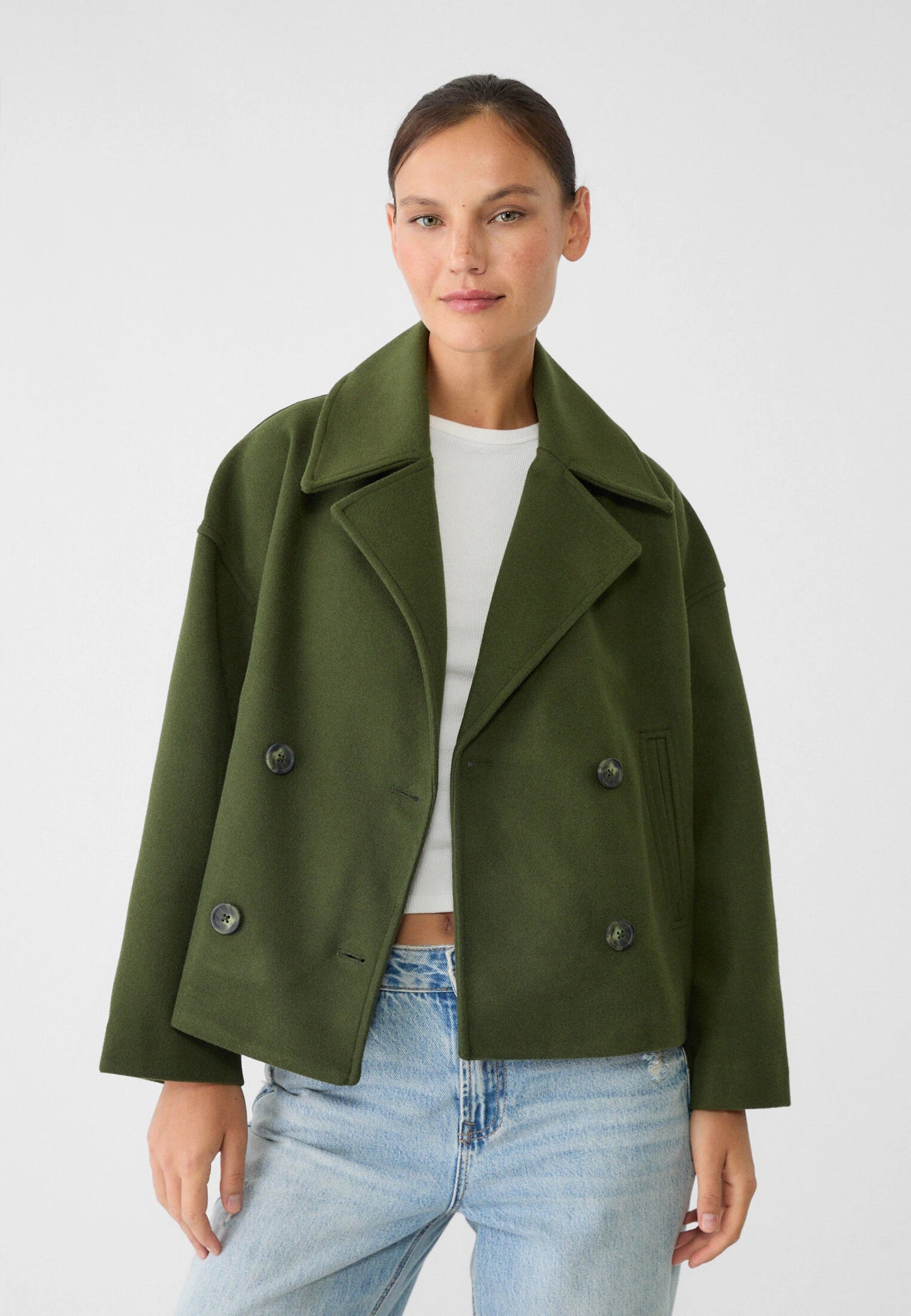 Elegante Dames Winterjas – Stijlvolle Korte Double-Breasted Jas