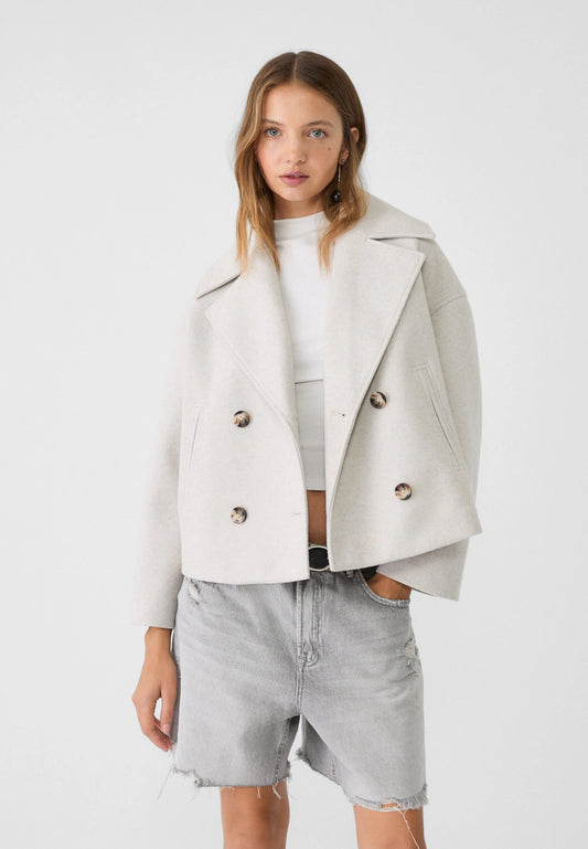 Elegante Dames Winterjas – Stijlvolle Korte Double-Breasted Jas