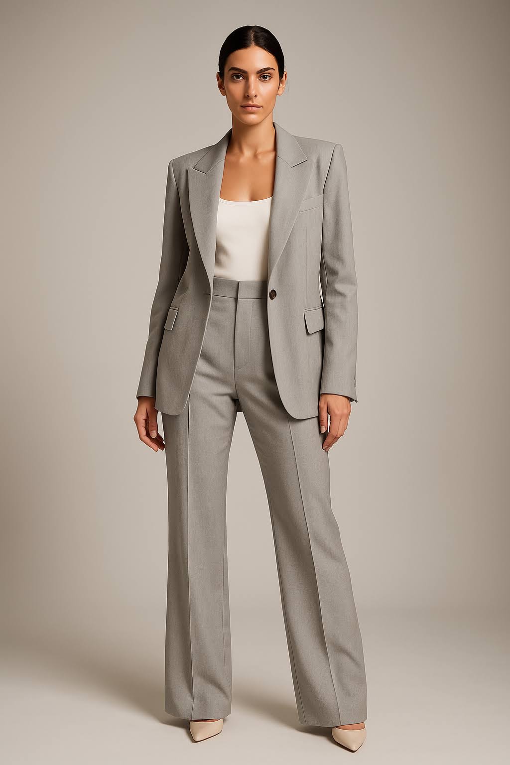 Elegante Tweedelige Dames Set – Blazer met Pantalon in Luchtige Stof