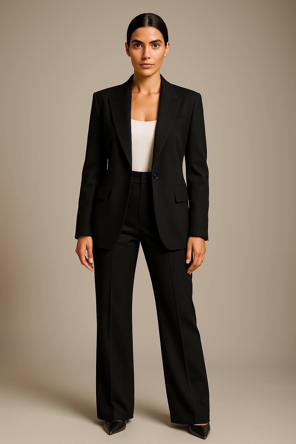 Elegante Tweedelige Dames Set – Blazer met Pantalon in Luchtige Stof