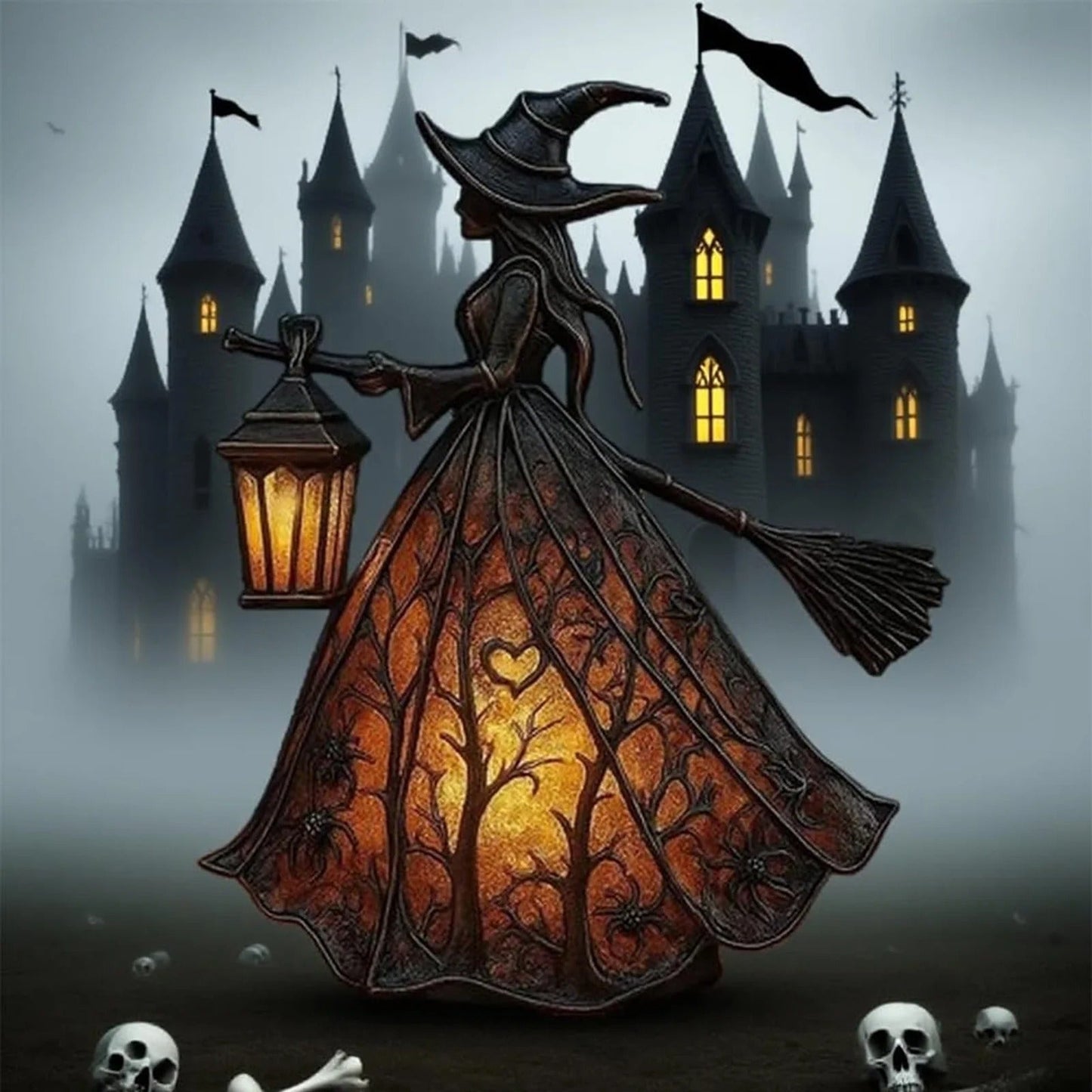 Halloween Heksenlamp Mystica – Magische LED Decoratielamp voor Binnen